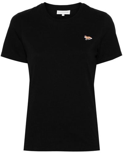 Maison Kitsuné T-Shirt mit Fuchs-Motiv - Schwarz