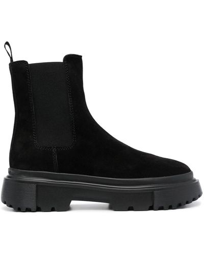 Hogan Chelsea Chunky-sole Suede Boots - Black
