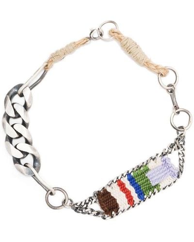 Nick Fouquet Embroidered Contrasting-chain Bracelet - Metallic