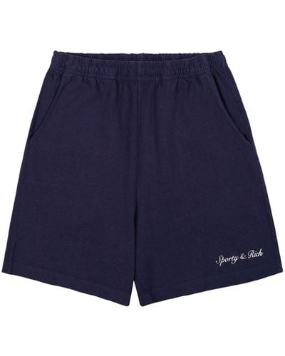 Sporty & Rich Shorts mit Logo-Print - Blau