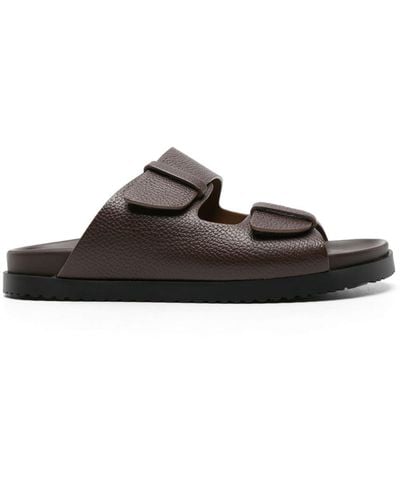 Doucal's Double-strap Leather Slides - Brown