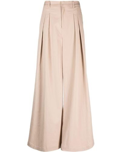 Gestuz Pleated Cotton-blend Palazzo Trousers - Natural