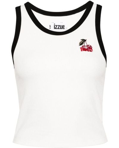 Izzue Logo-embroidered Cropped Tank Top - Black