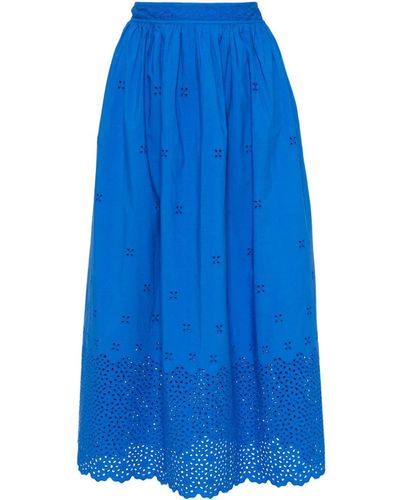 Ulla Johnson Cut-out Cotton Midi Skirt - Blue