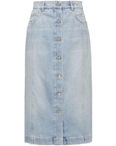 Moncler Button-up Denim Midi Skirt - Blue