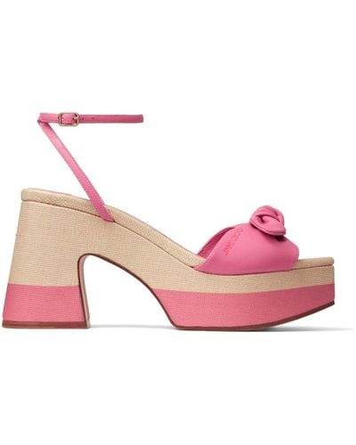 Jimmy Choo Ricia 95mm Platform Leather Sandals - Pink