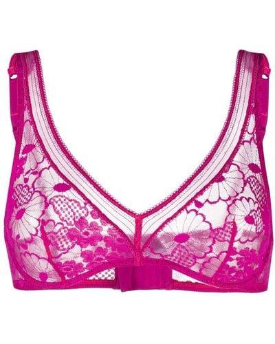Eres Millefleurs Triangle Lace Bra - Pink