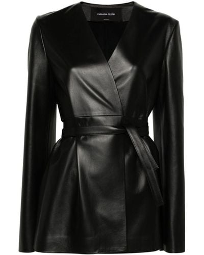 Fabiana Filippi Wrap-design Leather Jacket - Black