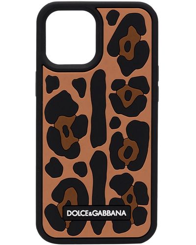 Dolce & Gabbana Funda para iPhone 12 Pro Max con motivo de leopardo - Marrón
