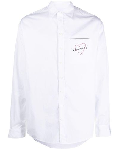 DSquared² Camisa con botones y logo - Blanco
