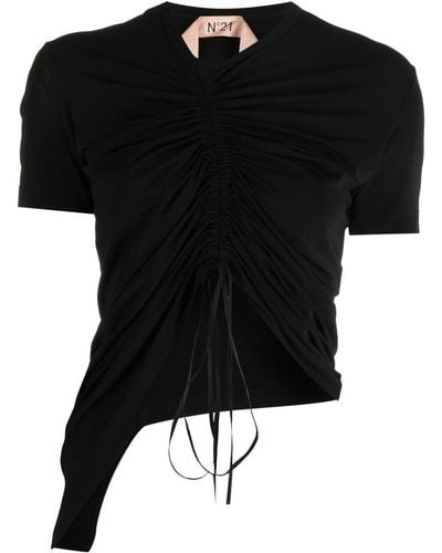 N°21 Asymmetrisches T-Shirt - Schwarz