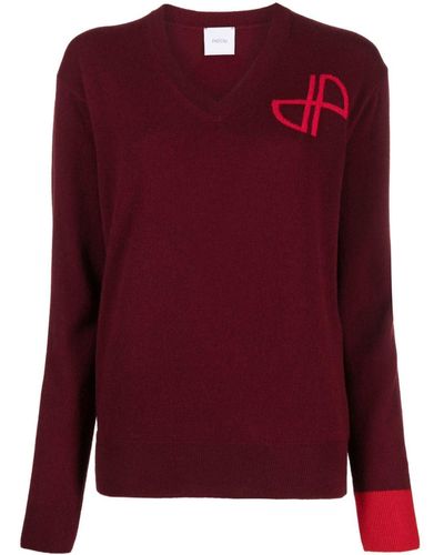 Patou Jp V-neck Sweater - Red