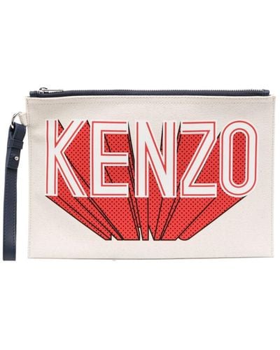 KENZO ロゴ クラッチバッグ - レッド