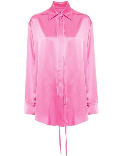 David Koma Tie-detail Satin Shirt - Pink