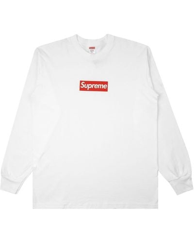 Supreme Langarmshirt mit Logo - Weiß