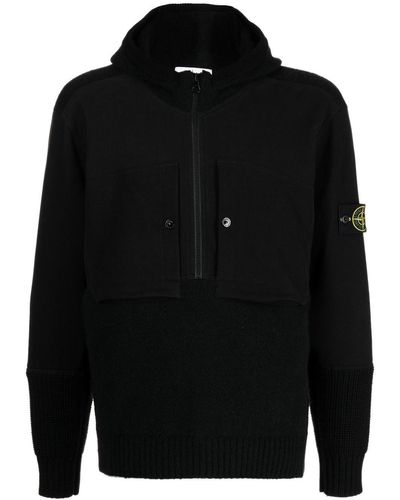 Stone Island Mlange effect Knitted Hoodie in Black for Men Lyst UK