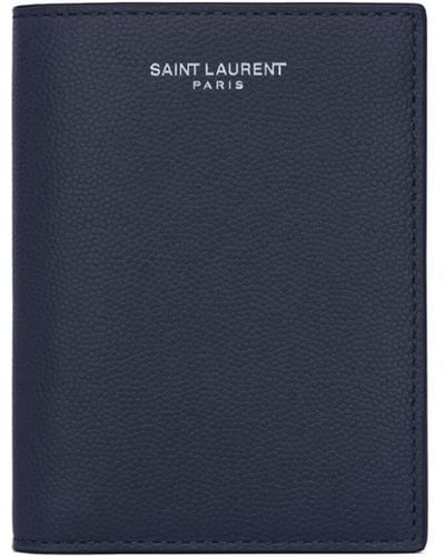 Saint Laurent Portefeuille en cuir à design pliant - Bleu