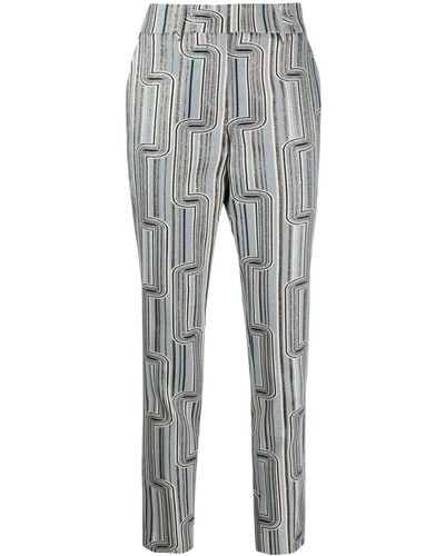 Paule Ka Lurex-detail Jacquard Trousers - Grey