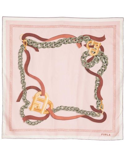 Furla Tortona Carre' Silk Scarf - Pink