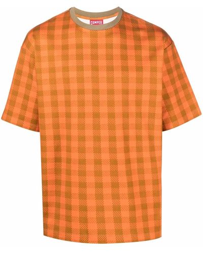 Camper Check-print T-shirt - Orange