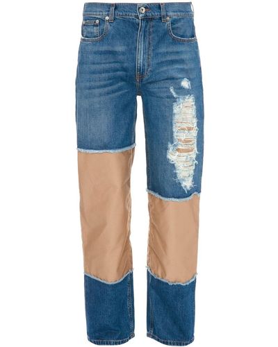 JW Anderson Distressed Patchwork Straight-leg Jeans - Blue