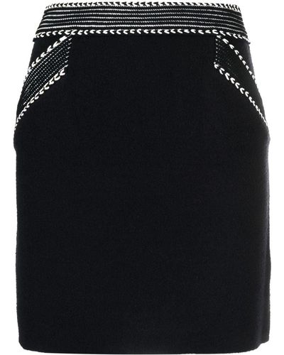 Claudie Pierlot Contrast-stitching Fine-knit Skirt - Black