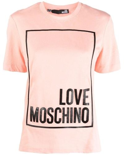 Love Moschino T-Shirt mit Logo-Applikation - Pink