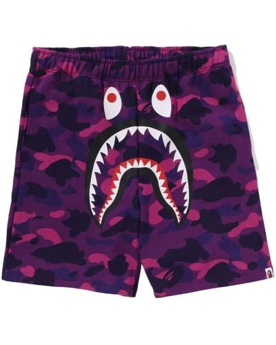 A Bathing Ape Abc Camo Shark Track Shorts - Purple