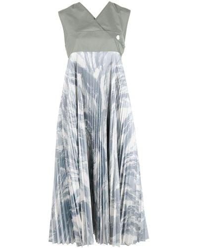 Moncler Vestido largo con estampado abstracto de x HYKE - Azul