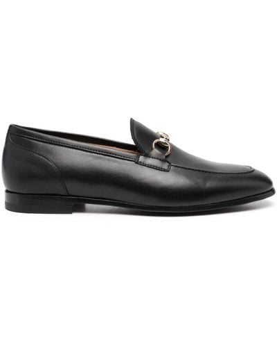 SCAROSSO Buckle-detail Leather Loafers - Black