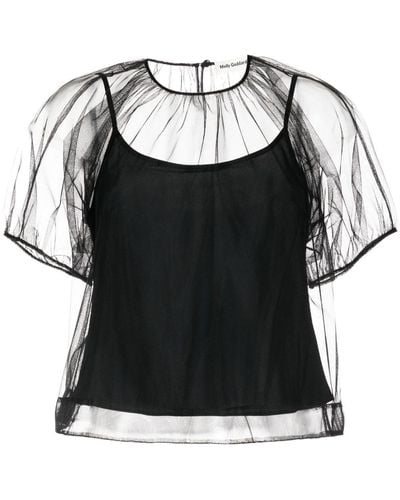 Molly Goddard Semi-sheer Overlay Top - Black