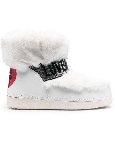 Love Moschino Logo-embellished Faux-fur Snow Boots - White