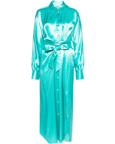 Manuel Ritz Classic-collar Maxi Shirt Dress - Blue