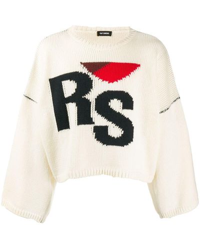 Raf Simons Cropped Rs Sweater - White