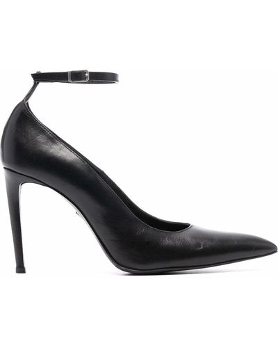 Ami Paris 105mm Pointed-toe Leather Court Shoes - Black