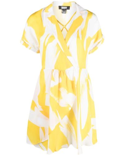 DKNY Graphic-print Midi Dress - Yellow