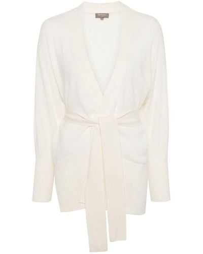 N.Peal Cashmere Belted Cashmere Cardigan - White