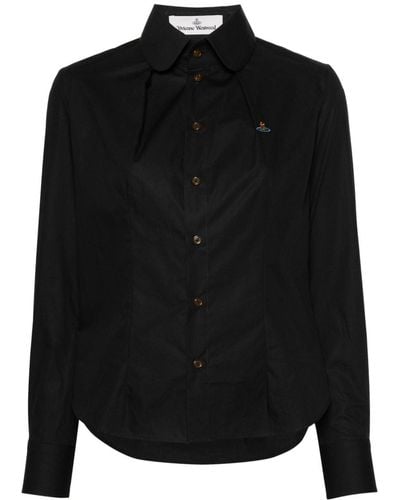 Vivienne Westwood Orb Logo-embroidery Cotton Shirt - Black