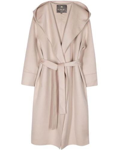 N.Peal Cashmere Hooded Cashmere Coat - Natural