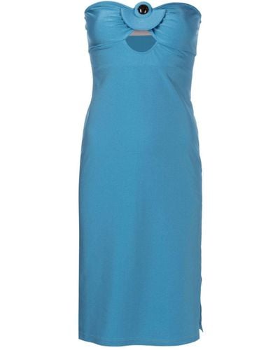 Adriana Degreas Appliqué-detail Strapless Dress - Blue