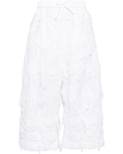 Simone Rocha Cropped Cotton Poplin Pants - White