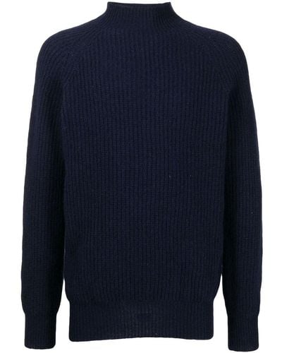 YMC Ribbed Mock Neck Sweater - Blue