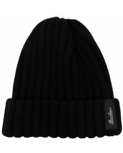 Borsalino Logo Cashmere Beanie Hat - Black