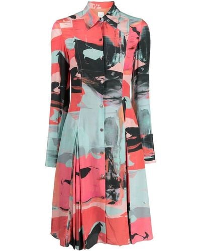 Paul Smith Abstract-print Silk Dress - Red