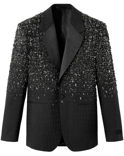 Versace Crystal-embellished Virgin-wool Blazer - Black