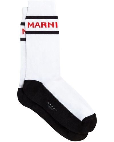Marni Gestreifte Socken mit Logo-Jacquard - Schwarz