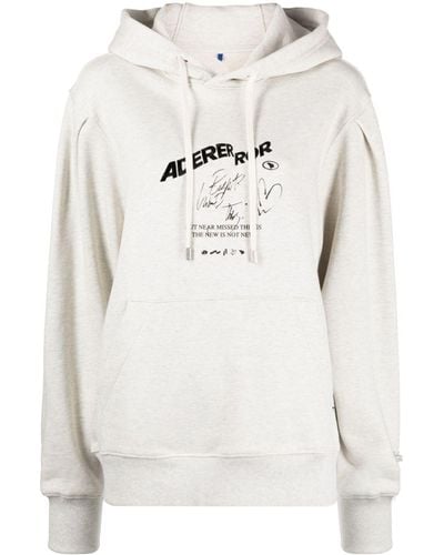 Adererror Logo-embroidered Cotton Hoodie - Gray