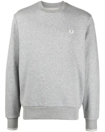 Fred Perry Logo-embroidered Cotton-blend Sweatshirt - Grey