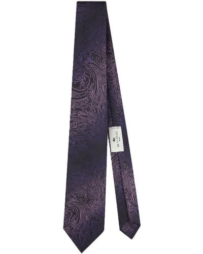 Etro Purple Jacquared Silk Tie - Blue
