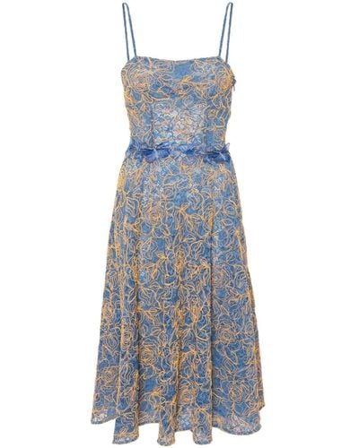 Ermanno Scervino Corded-lace Flared Midi Dress - Blue